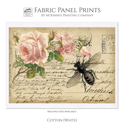 Cabbage Rose Fabric, Vintage, Post Card, Shabby Chic, French Floral