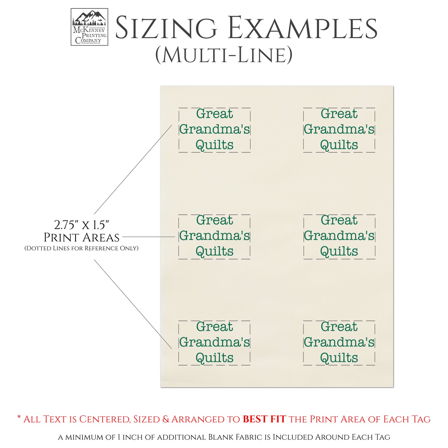 Quilt Labels - Sewing Tags, Custom | Personalized, Fabric for Quilting & Crafts - Includes (6) 2.75 x 1.5 Inch Labels