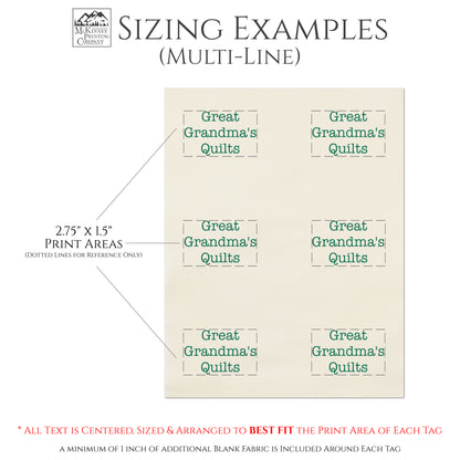 Quilt Labels - Sewing Tags, Custom | Personalized, Fabric for Quilting & Crafts - Includes (6) 2.75 x 1.5 Inch Labels