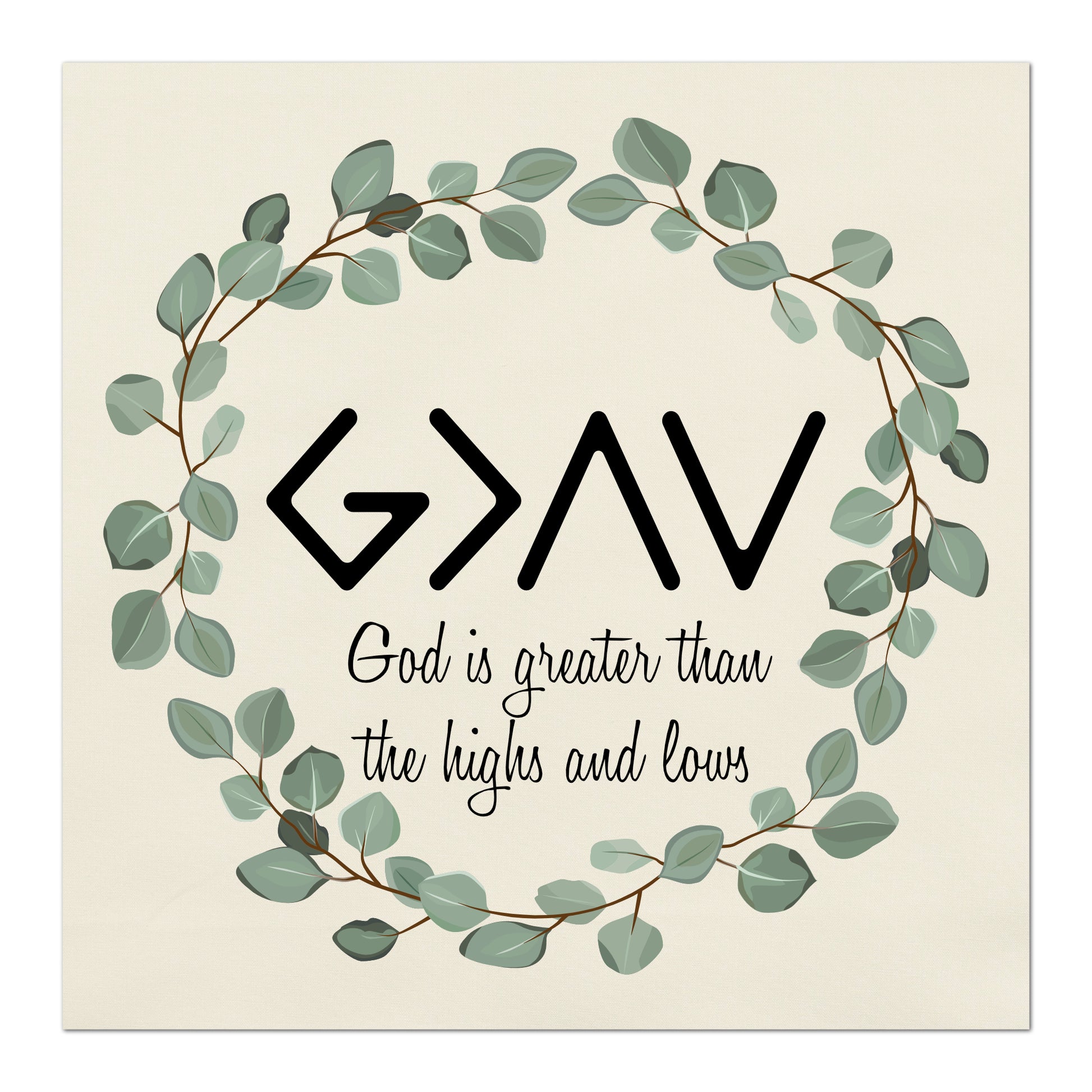 God is Greater than the Highs and Lows - Religious Fabric, Christian, Quilt Block, Wall Art - Quilting, Crafts, Pillow, Towel