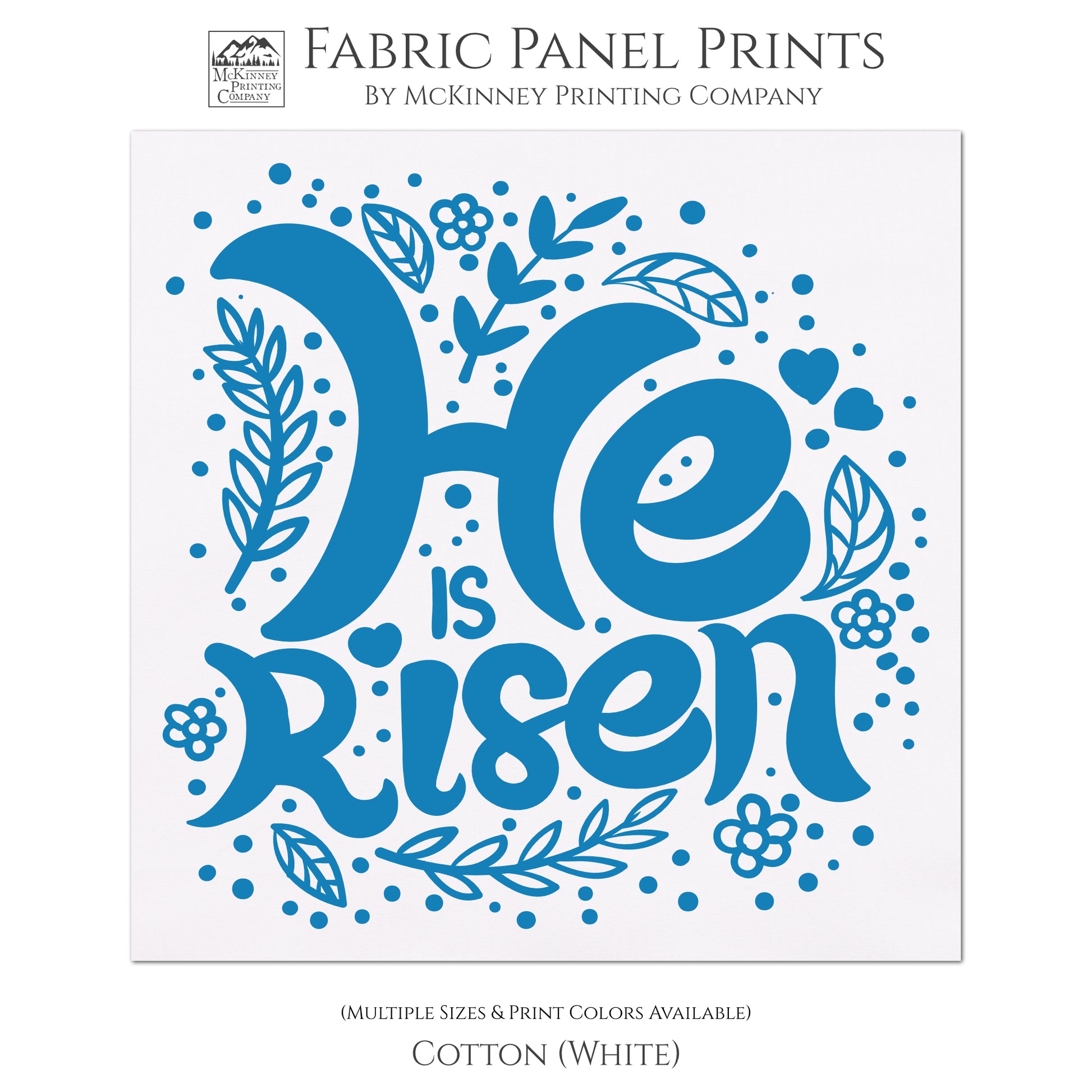 He is Risen, Christian Fabric, Religious, Quilt, Quilting Block, Sewing - Cotton, White