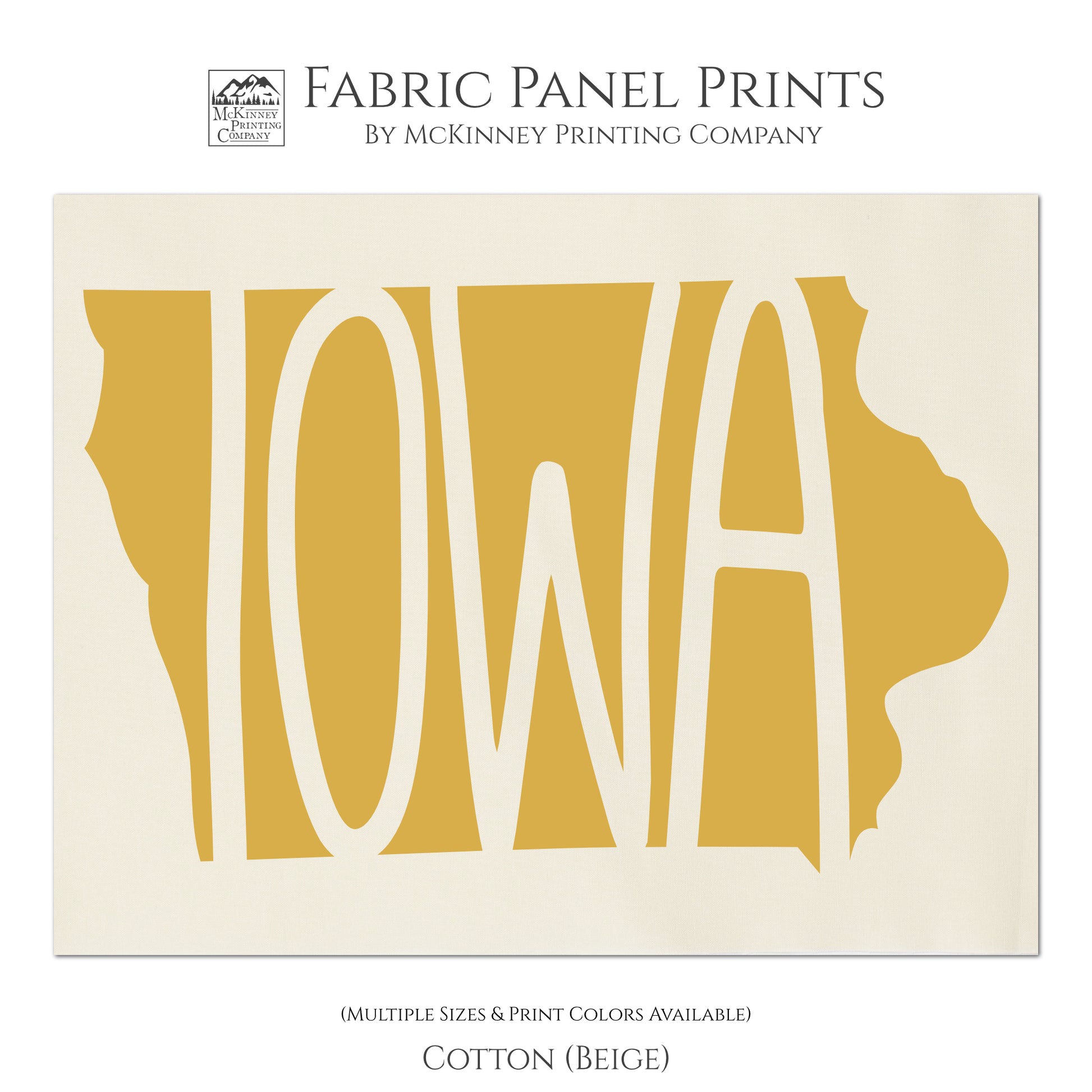 Iowa - Fabric Panel Print, Large | Small Cotton Quilt Block, Craft, State Silhouette, Pillow, Towel, TShirt - Cotton