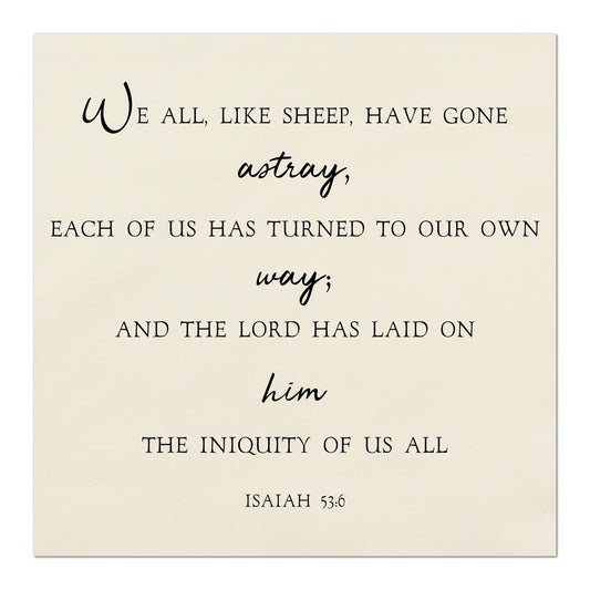 We all, like sheep, have gone astray, each of us has turned to our own way; and the Lord has laid on him the iniquity of us all - Isaiah 53 6. Small Print Quilt Fabric, Wall Art, Quilting Block