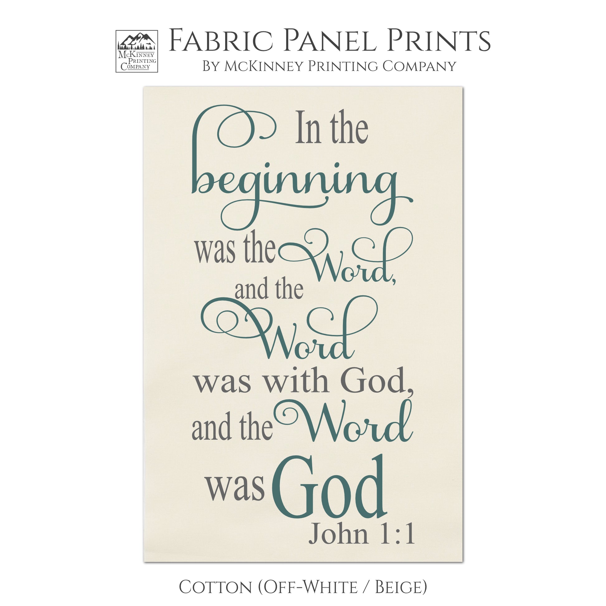 In the beginning was the Word, and the Word was with God and the Word was God. John 1 1, Quilt Block, Hanging, Craft, Religious Fabric, Scripture, Bible Verse - Cotton