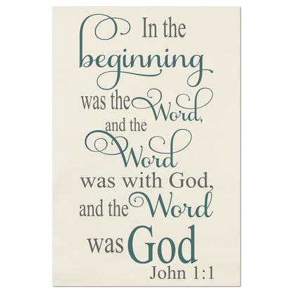 In the beginning was the Word, and the Word was with God and the Word was God.  John 1 1, Quilt Block, Hanging, Craft, Religious Fabric, Scripture, Bible Verse
