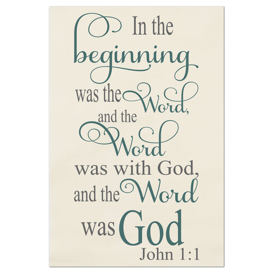 In the beginning was the Word, and the Word was with God and the Word was God.  John 1 1, Quilt Block, Hanging, Craft, Religious Fabric, Scripture, Bible Verse