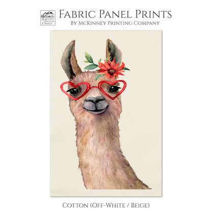 Lama - Llama Fabric, Wall Art, Large Quilt Block, Quilting, Fabric Panel Print, Baby, Animal - Cotton