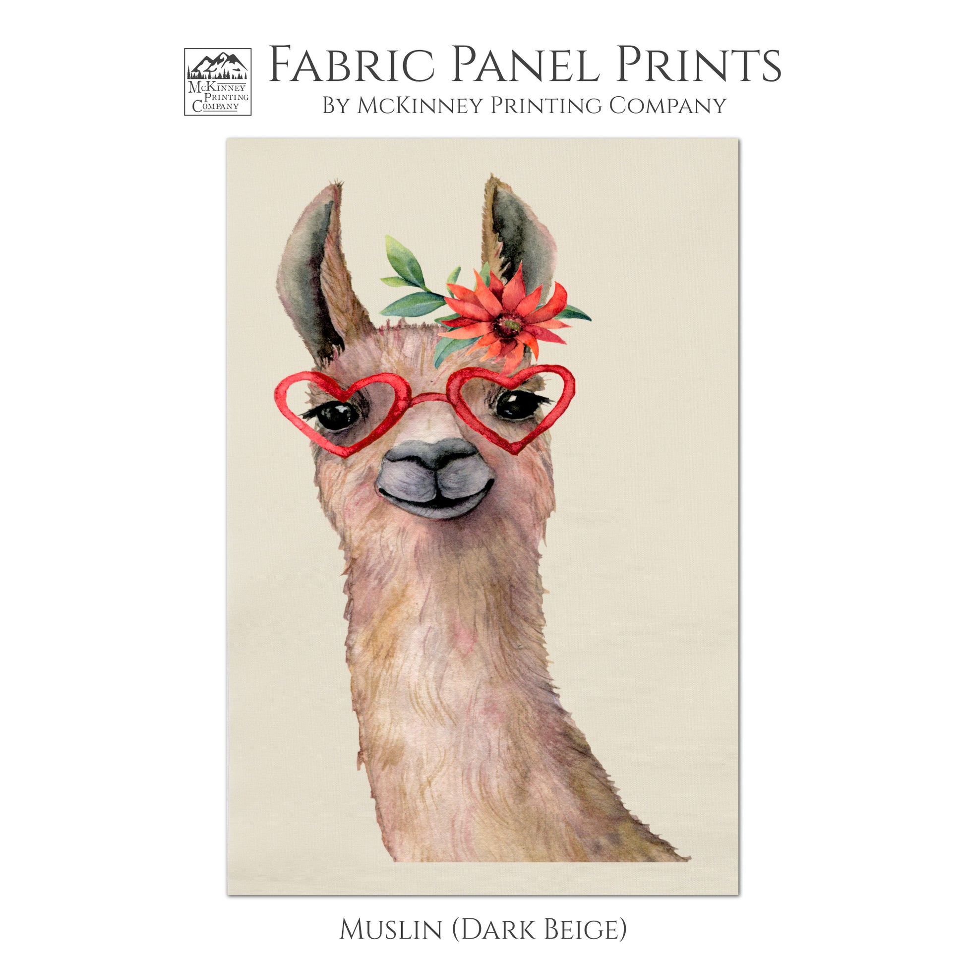 Lama - Llama Fabric, Wall Art, Large Quilt Block, Quilting, Fabric Panel Print, Baby, Animal - Mulsin