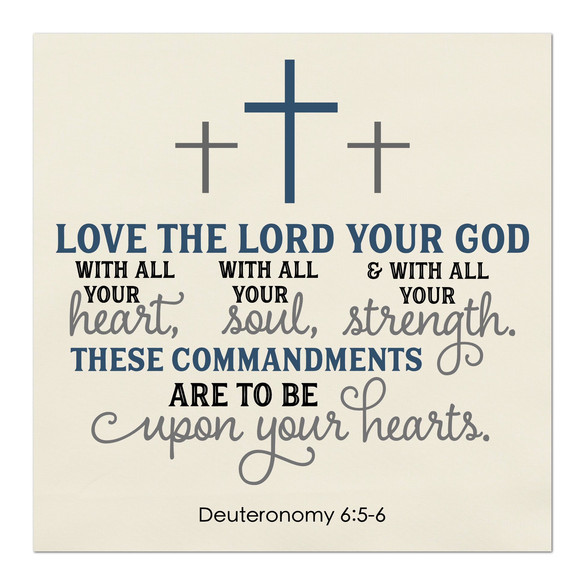 Deuteronomy 6:5 - 6, Love the Lord Your God, Scripture Fabric, Wall Art, Decor, Sewing, Materials, Craft