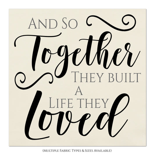 Moving In Together - Cotton Fabric Panel Print, For Engagement & Wedding Quilts, Wall Art, Housewarming