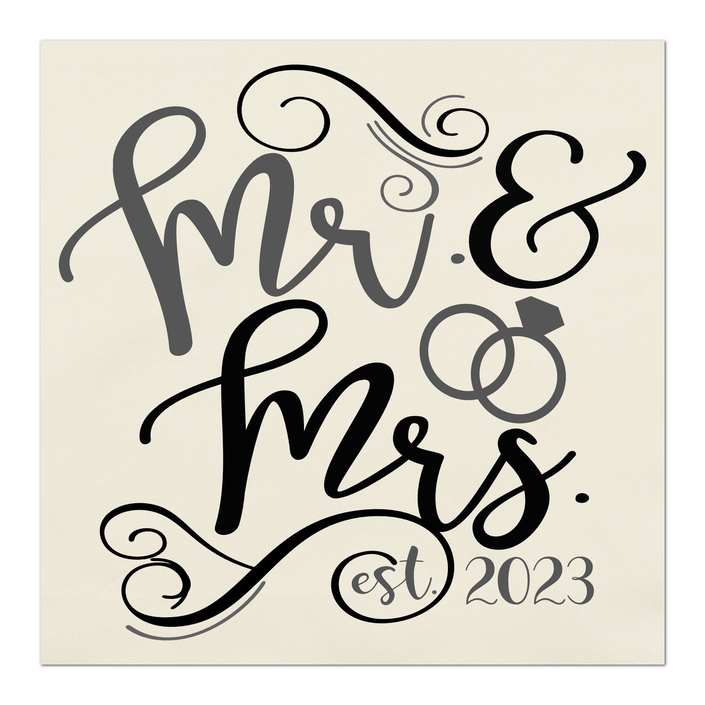 Mr. & Mrs. - Personalized Date, Custom Fabric Panel Print - Wedding, Engagement, Moving In Together