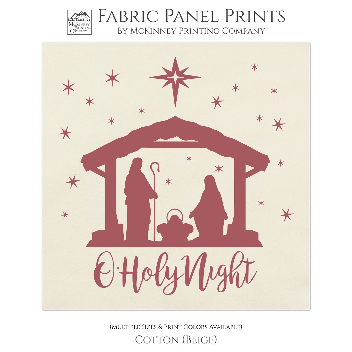 O, Holy Night, Nativity Fabric, Christmas Fabric Panels, Nativity Scene, Silhouette - Cotton