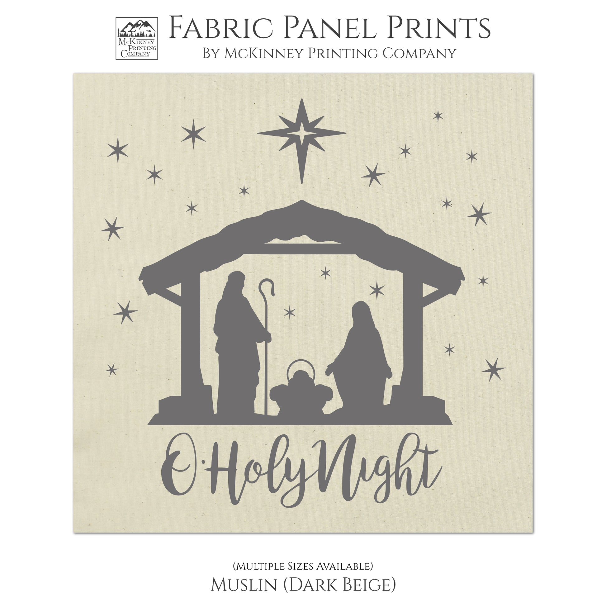 O, Holy Night, Nativity Fabric, Christmas Fabric Panels, Nativity Scene, Silhouette - Muslin