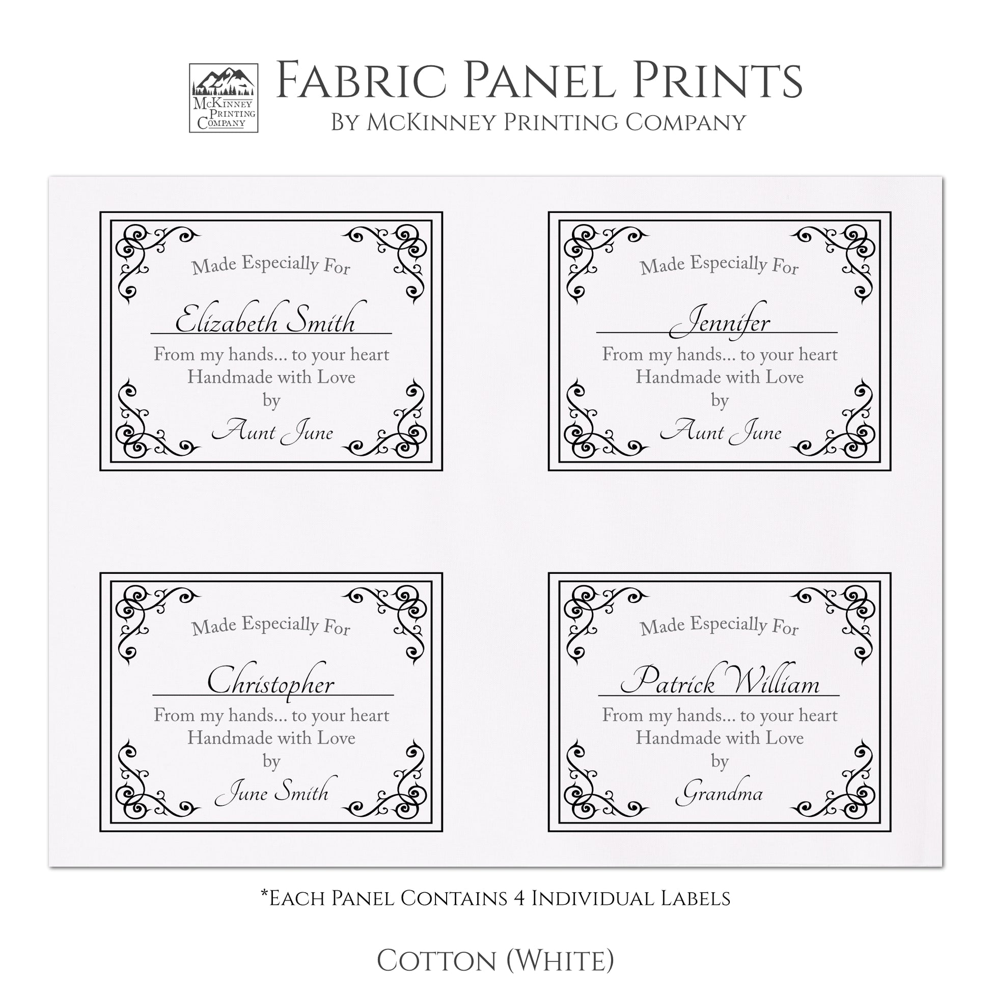 Quilt Labels - Custom, Personalized, Sewing – Fabric Panel Print