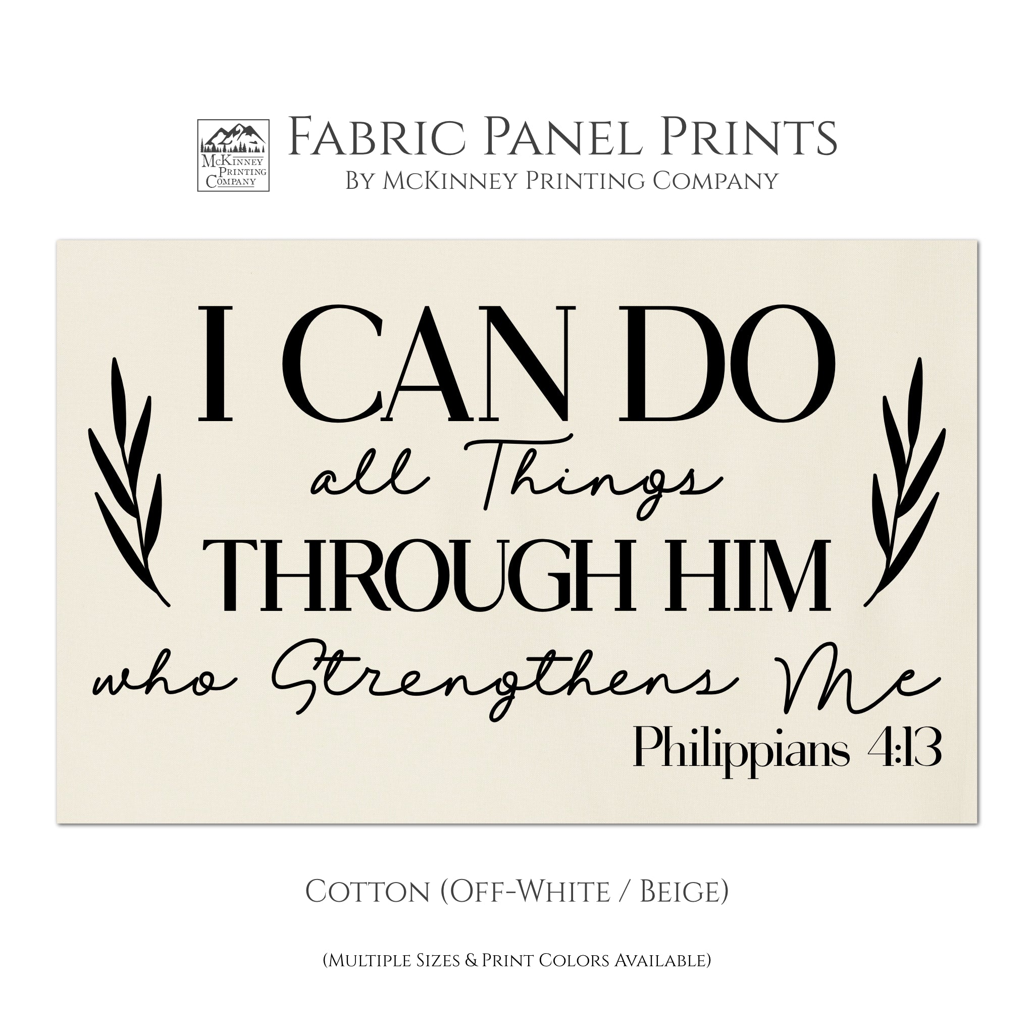 Philippians 4:13 - Christian Fabric Panel, I Can Do All Things, Bible ...