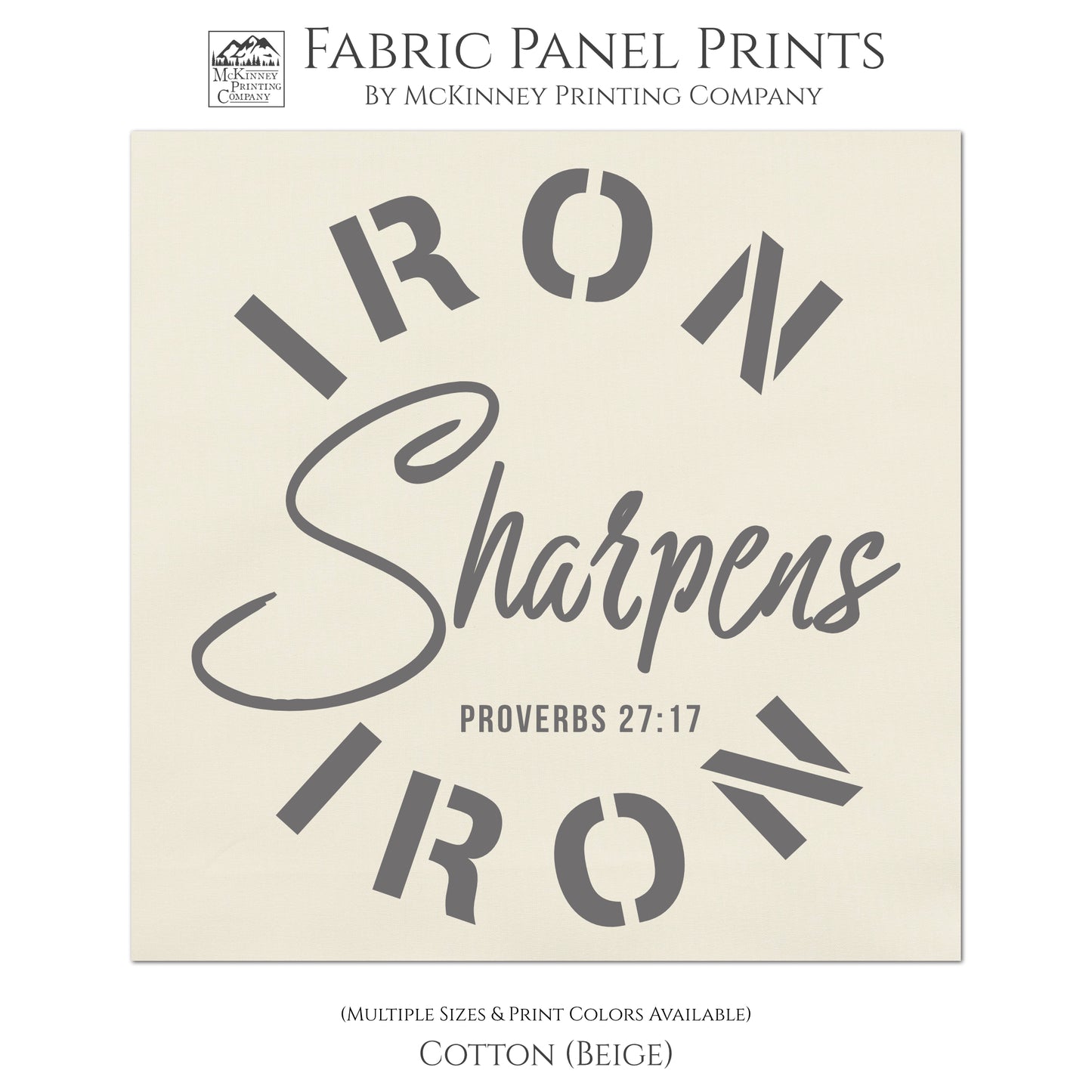 Iron Sharpens Iron - Proverbs 27:17 - Religious Fabric, Bible Verse Wall Art, Quilt Block - Cotton