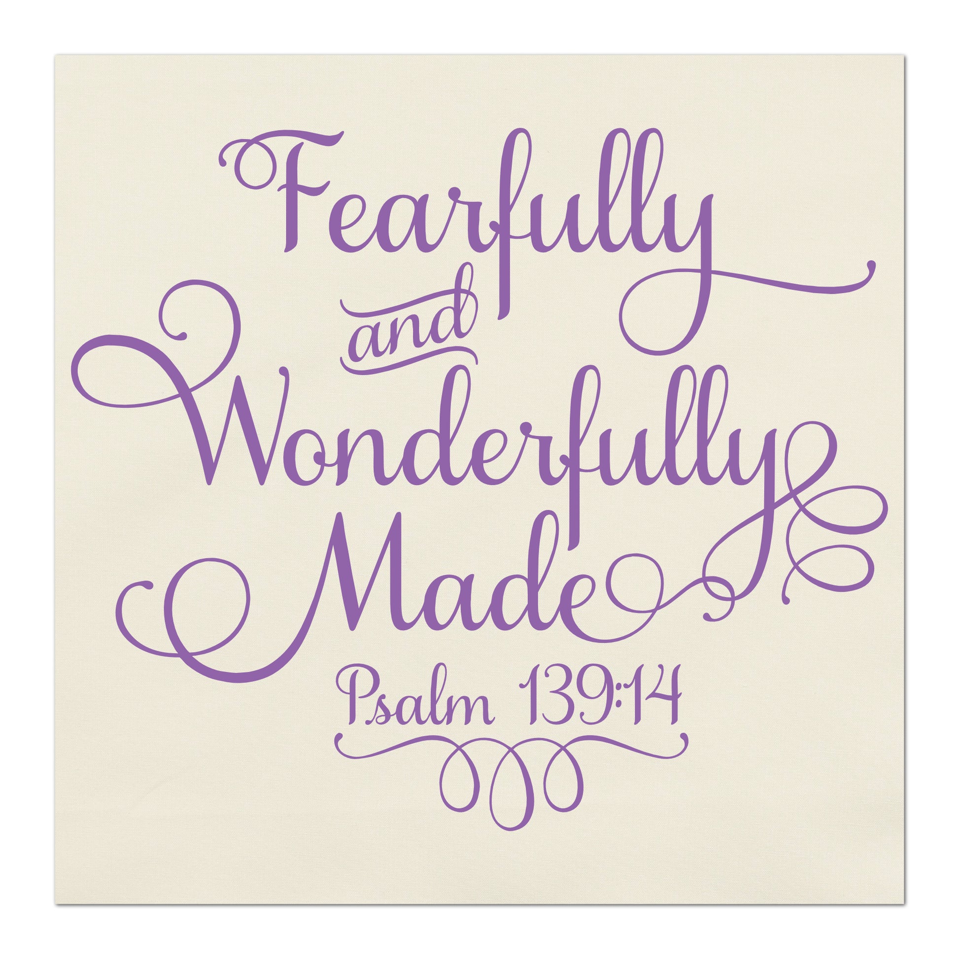 I am fearfully and wonderfully made - Psalm 139:14, Fabric Panel Print, Quilt Block, Scripture Fabric, Girl