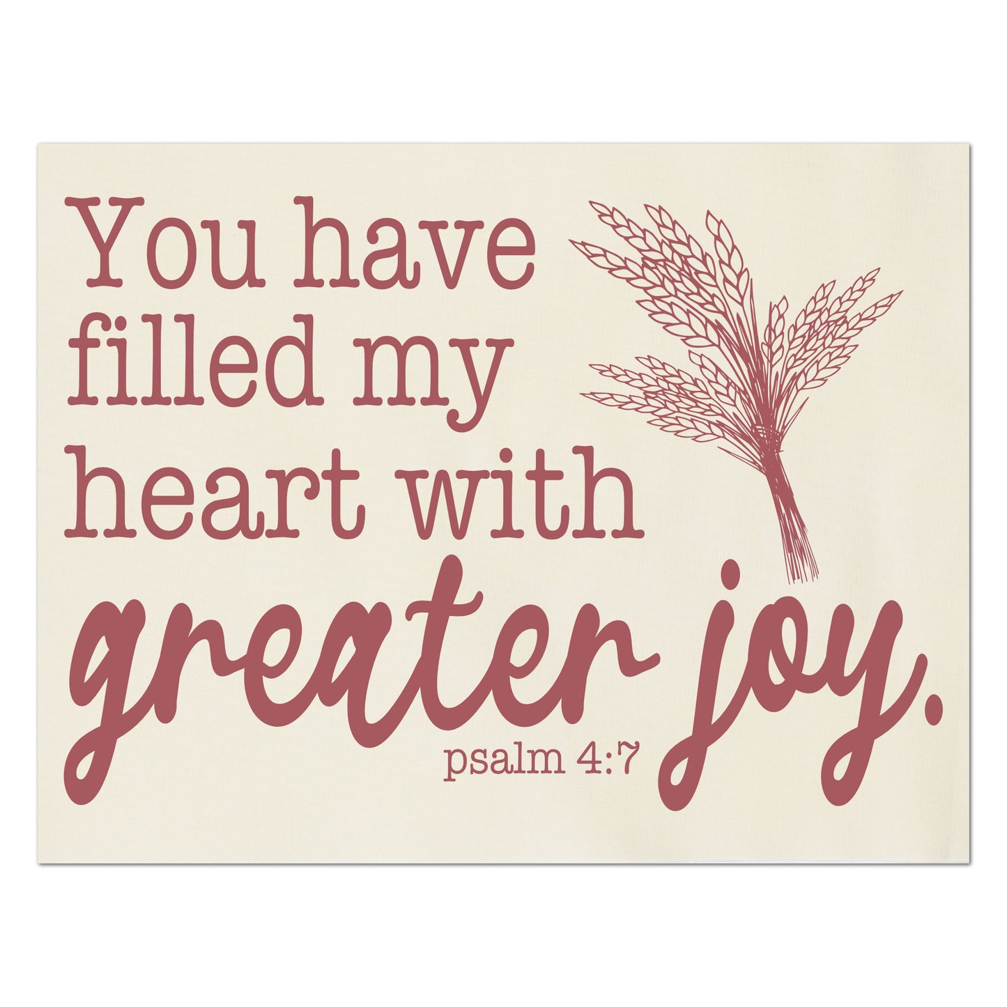 You have filled my heart with greater joy - Psalm 4 7, Scripture Fabric, Religious Fabric, Quilt Block, Wall Hanging, Fabric Panel Print