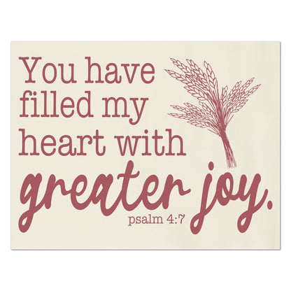 You have filled my heart with greater joy - Psalm 4 7, Scripture Fabric, Religious Fabric, Quilt Block, Wall Hanging, Fabric Panel Print