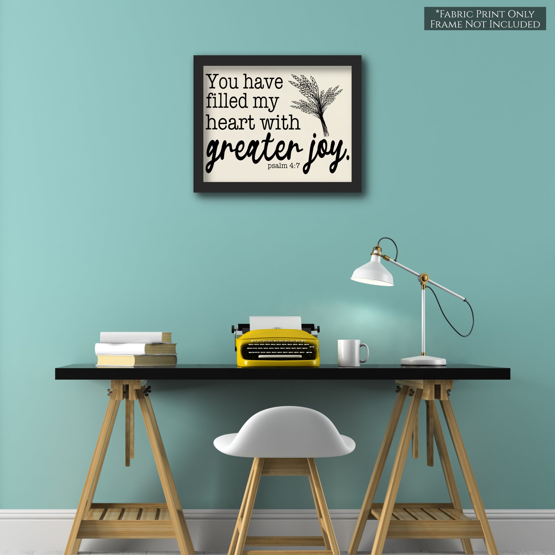 You have filled my heart with greater joy - Psalm 4 7, Scripture Fabric, Religious Fabric, Quilt Block, Wall Hanging, Fabric Panel Print - Wall Art