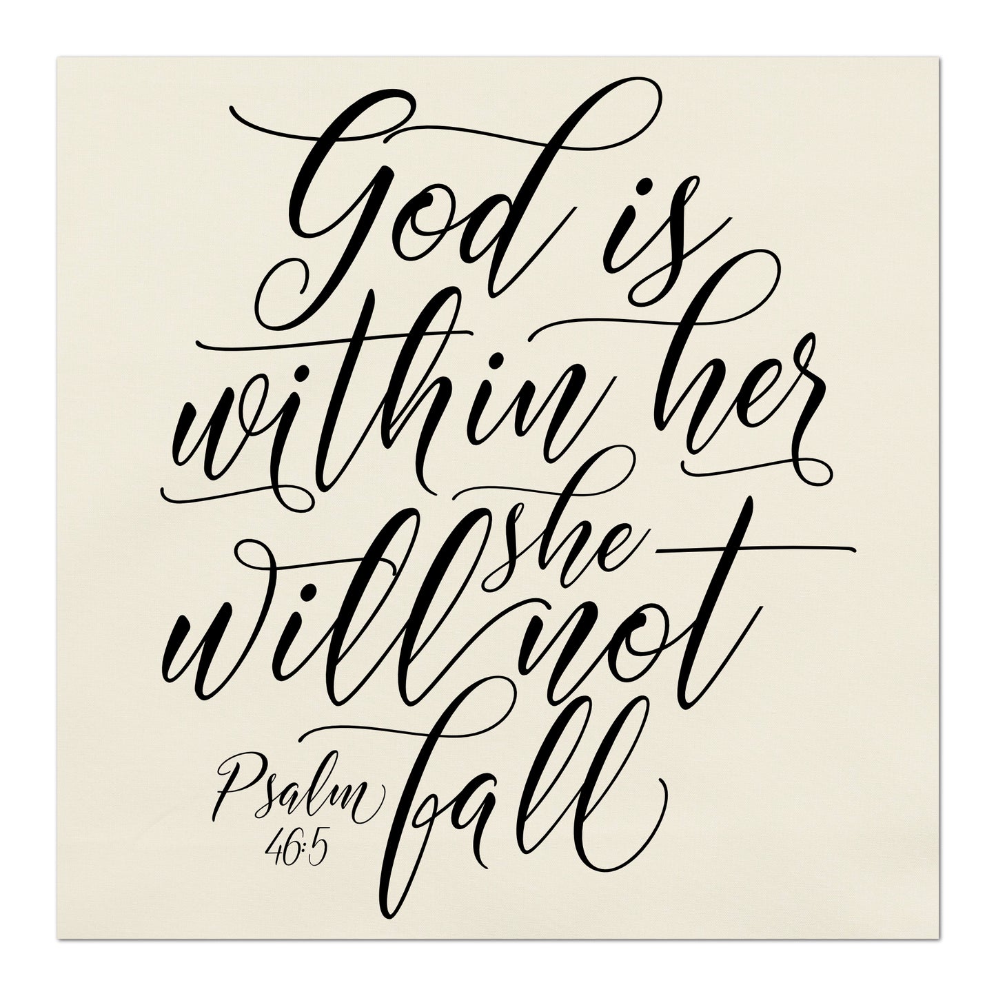 God is within her she will not fall - Psalm 46 5 - Fabric Panel Print, Scripture Fabric, Bible Verse Wall Art