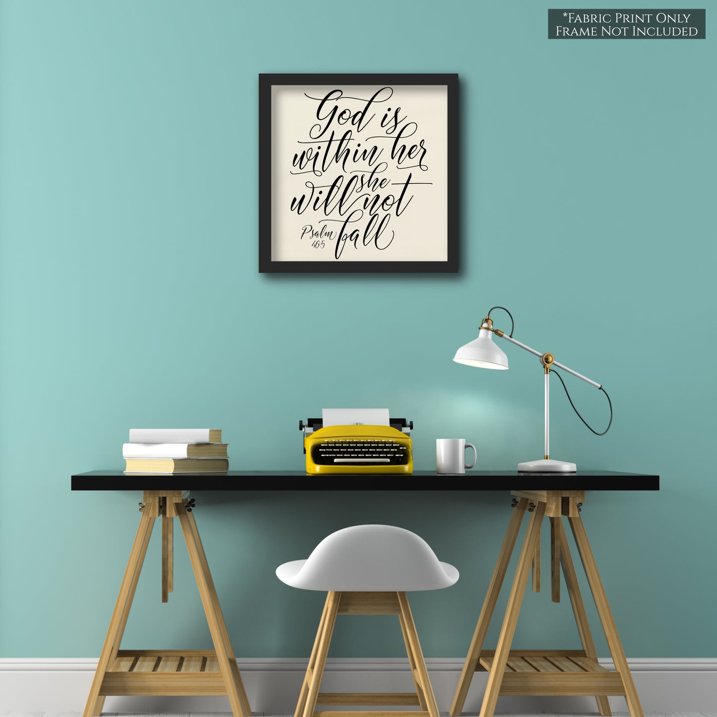 God is within her she will not fall - Psalm 46 5 - Fabric Panel Print, Scripture Fabric, Bible Verse Wall Art