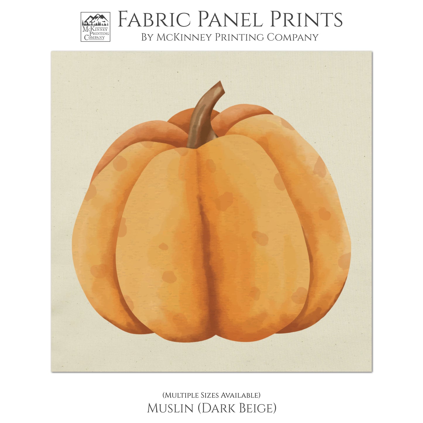 Pumpkin Fabric, Fall Quilt Block - Muslin