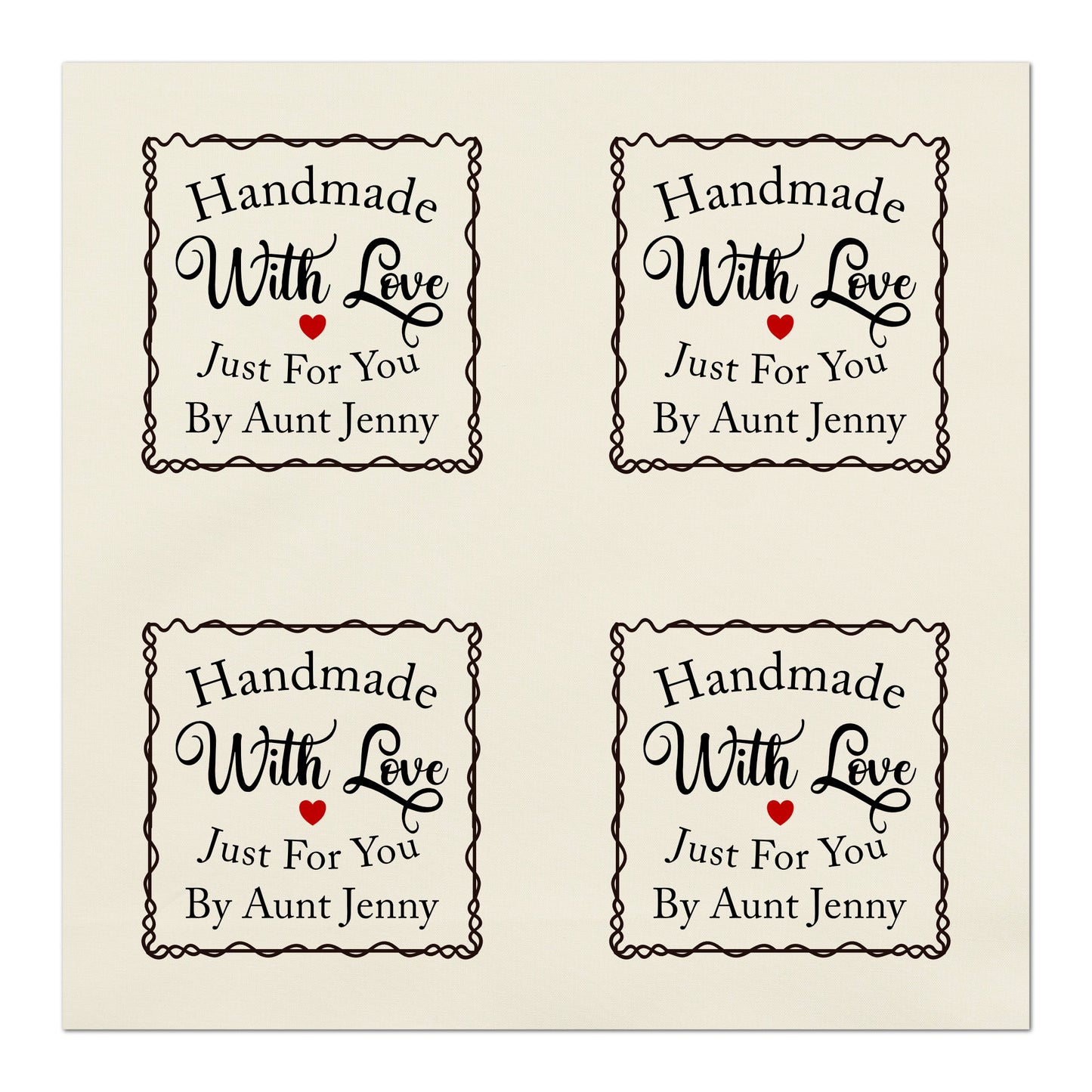 Quilt Labels, Handmade with Love Just for you, Personalized Name, Fabric Tag