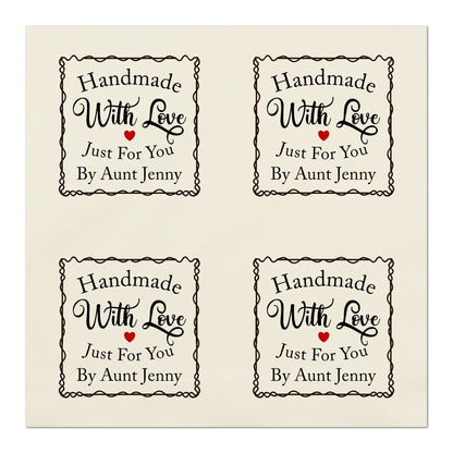 Quilt Labels, Handmade with Love Just for you, Personalized Name, Fabric Tag