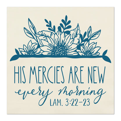 His mercies are new every morning - Lamentations 3 22, Quotes About Life, Inspirational, Religious Fabric, Christian Scripture, Fabric Panel Print, Quilt Block
