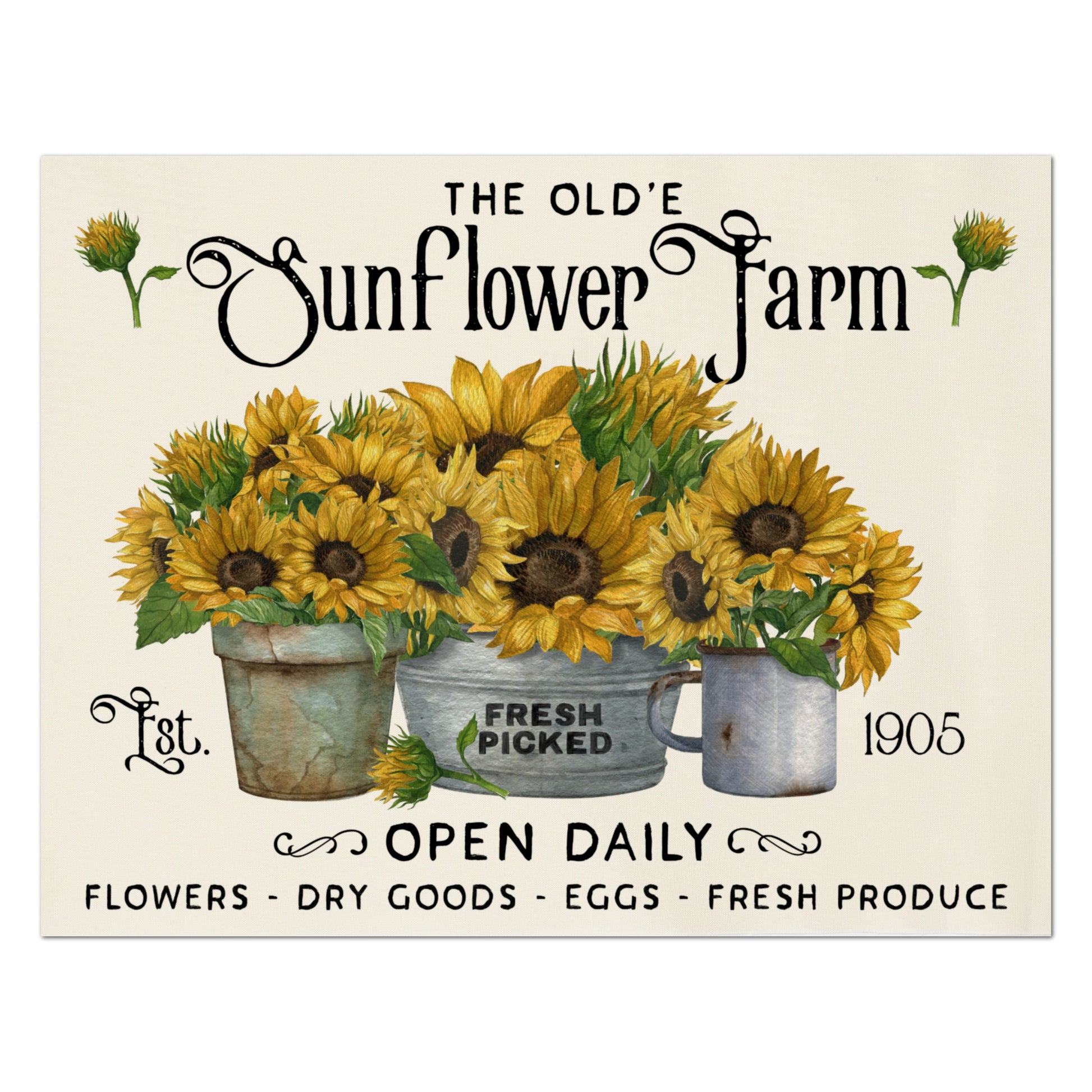 Sunflower Fabric - Farmhouse, Large, Kona Cotton, Muslin Print, Quilt –  McKinney Printing Company, LLC