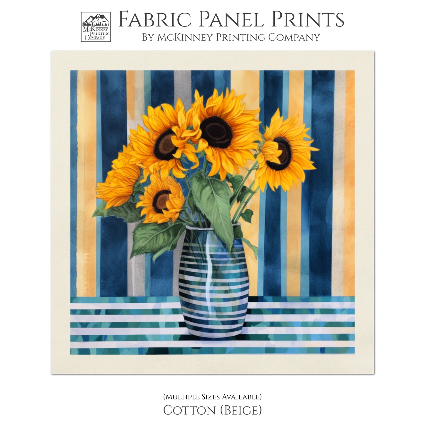Sunflower Fabric, Quilt Block, Shabby Chic - Cotton