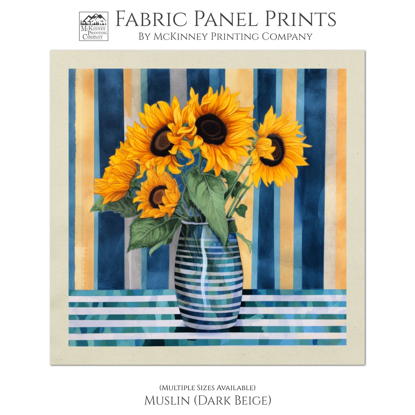 Sunflower Fabric, Quilt Block, Shabby Chic - Muslin