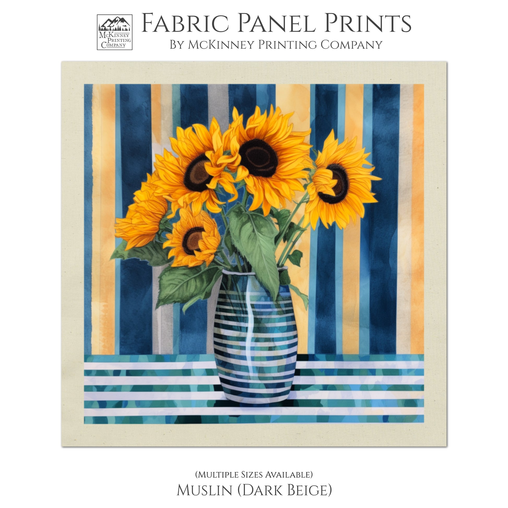 Sunflower Fabric, Quilt Block, Shabby Chic - Muslin