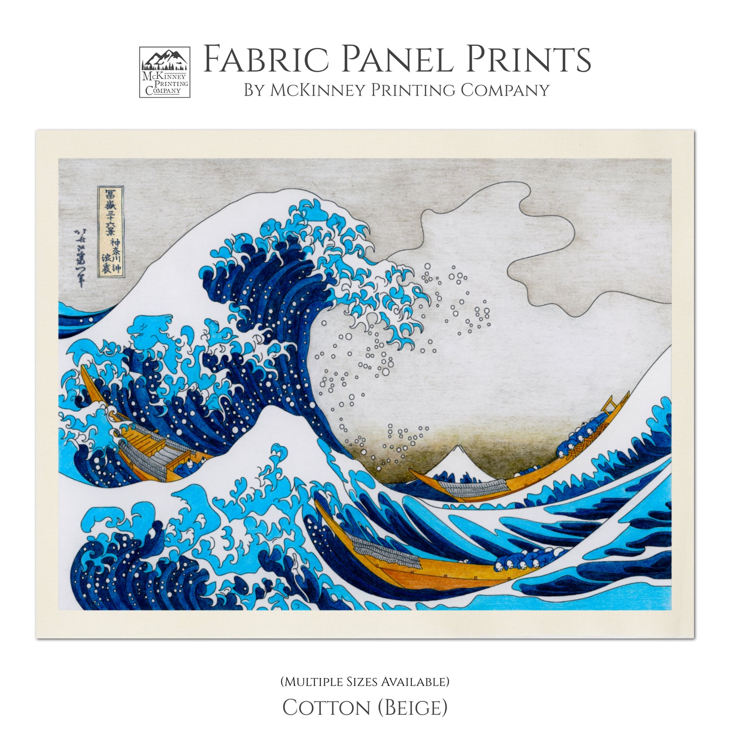The Great Wave Off Kanagawa - Fabric Panel Print, Small | Large Quilt Block, Japanese Wall Art, Japan, Sewing - Cotton