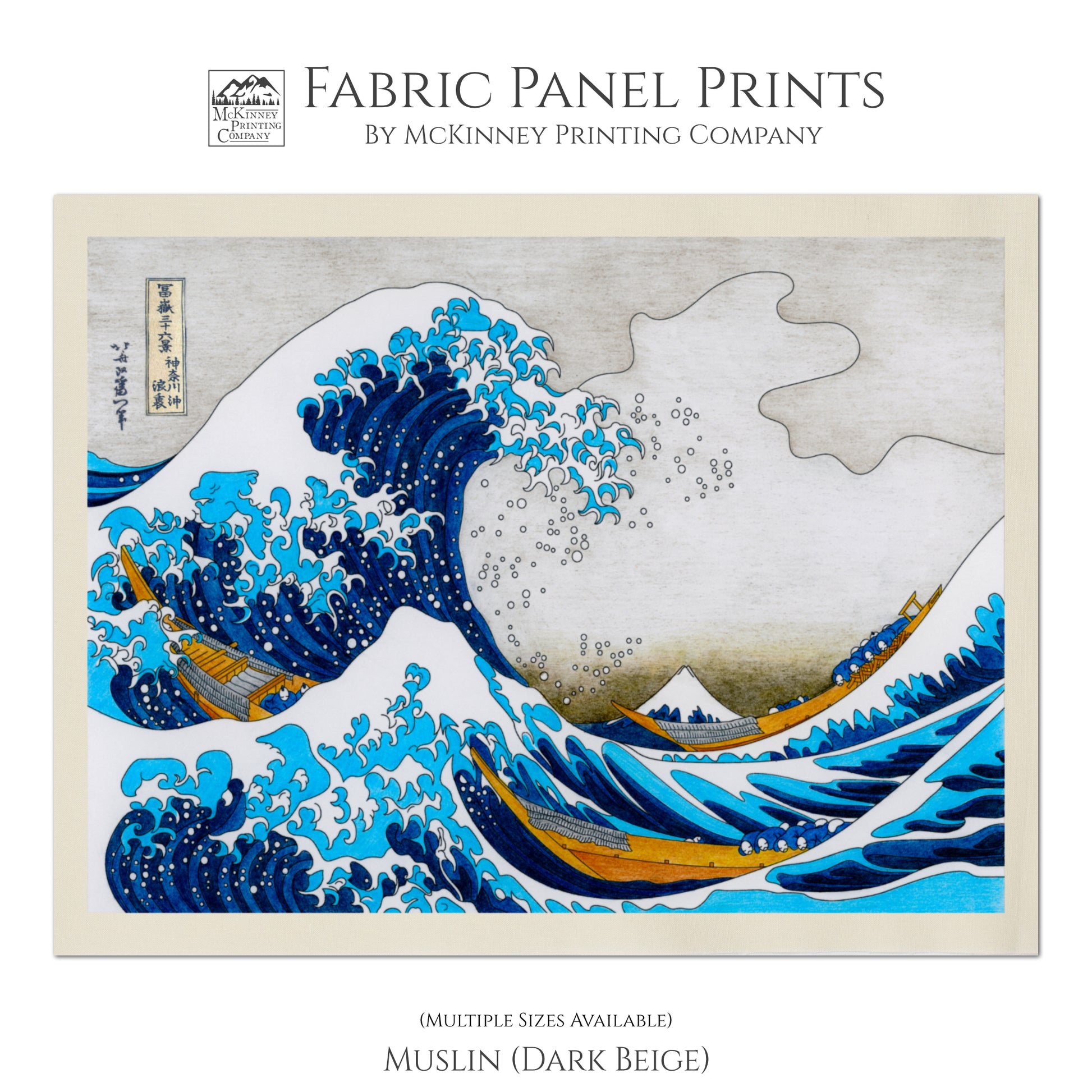 The Great Wave Off Kanagawa - Fabric Panel Print, Small | Large Quilt Block, Japanese Wall Art, Japan, Sewing - Muslin