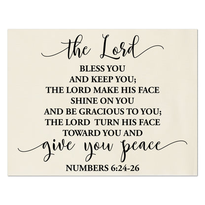 Numbers 6:24-26 - The Lord bless you and keep you; The Lord make His face shine on you and be gracious to you; The Lord turn his face toward you and give you peace.  - Fabric Panel Print, Quilt Block