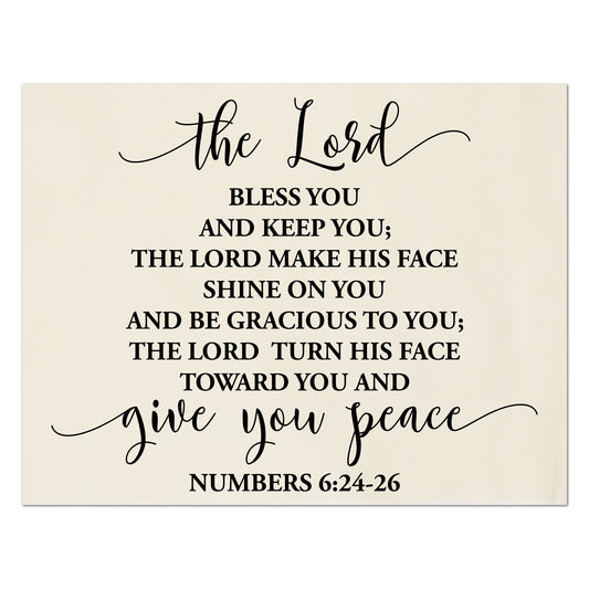 Numbers 6:24-26 - The Lord bless you and keep you; The Lord make His face shine on you and be gracious to you; The Lord turn his face toward you and give you peace.  - Fabric Panel Print, Quilt Block