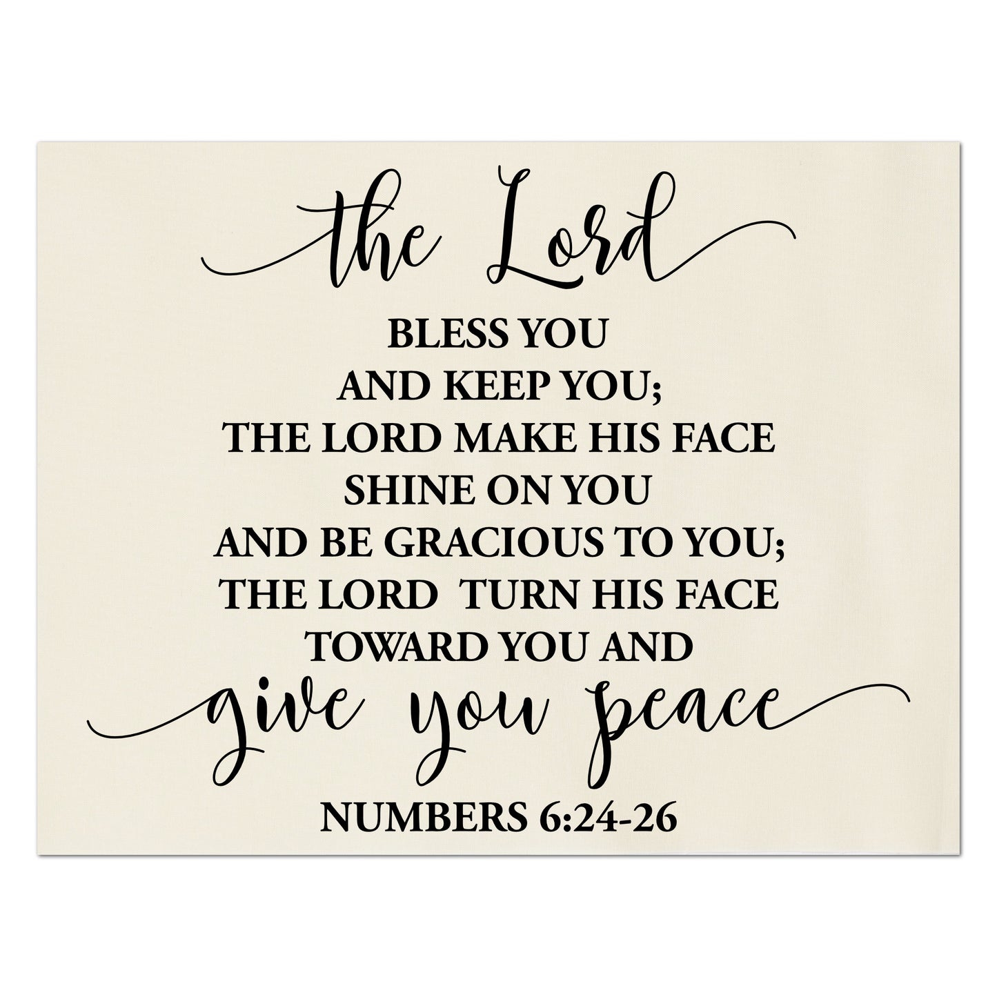 Numbers 6:24-26 - The Lord bless you and keep you; The Lord make His face shine on you and be gracious to you; The Lord turn his face toward you and give you peace.  - Fabric Panel Print, Quilt Block