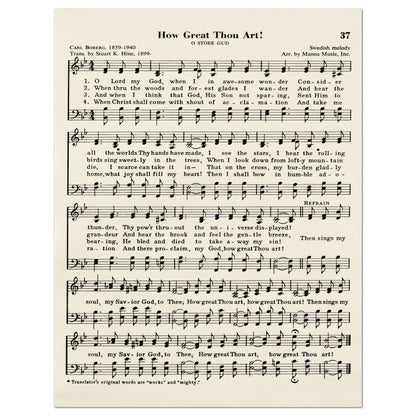 How Great Thou Art - Lyrics, Sheet Music, Fabric Panel, Quilt Block, Fabric Panel Print