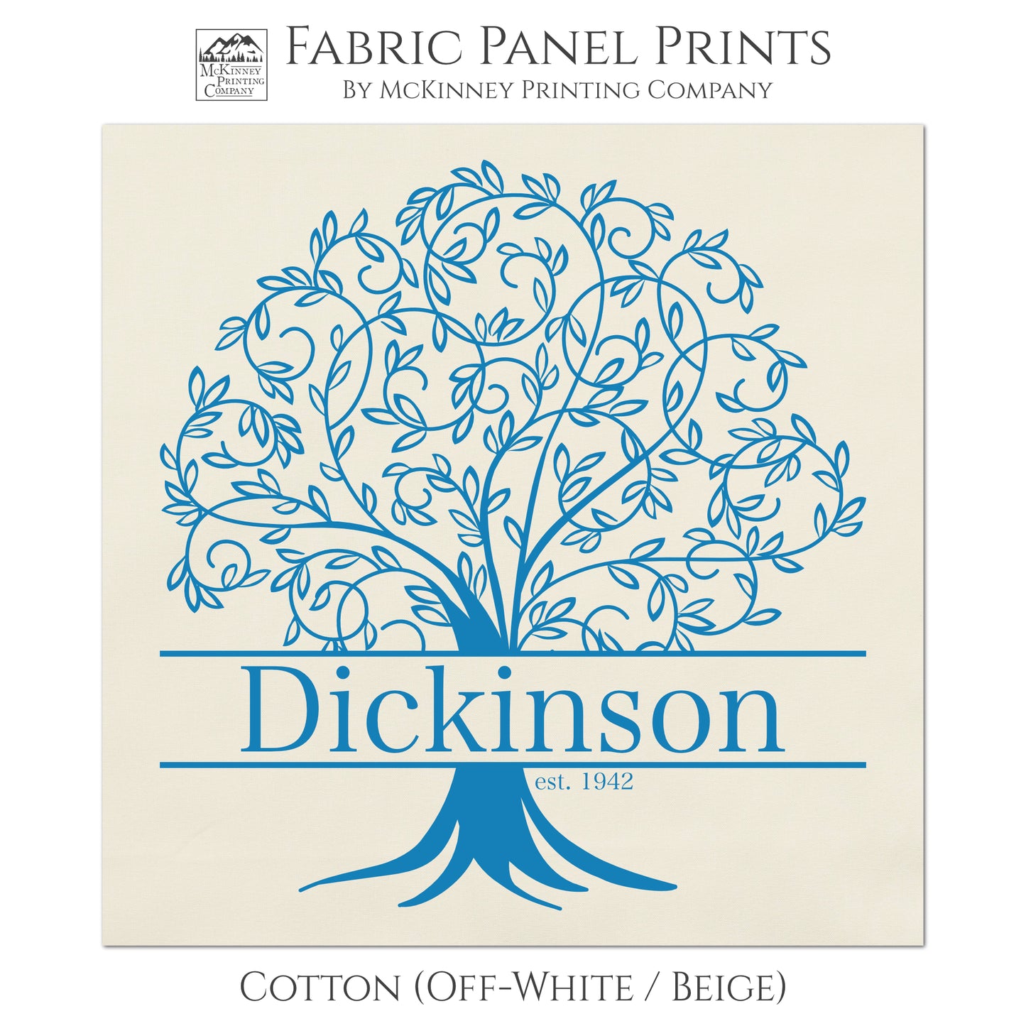 Custom Family Tree - Fabric Panel, Large Print, Tree of Life, Personalized Name, Quilt Block