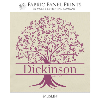 Custom Family Tree - Fabric Panel, Large Print, Tree of Life, Personalized Name, Quilt Block