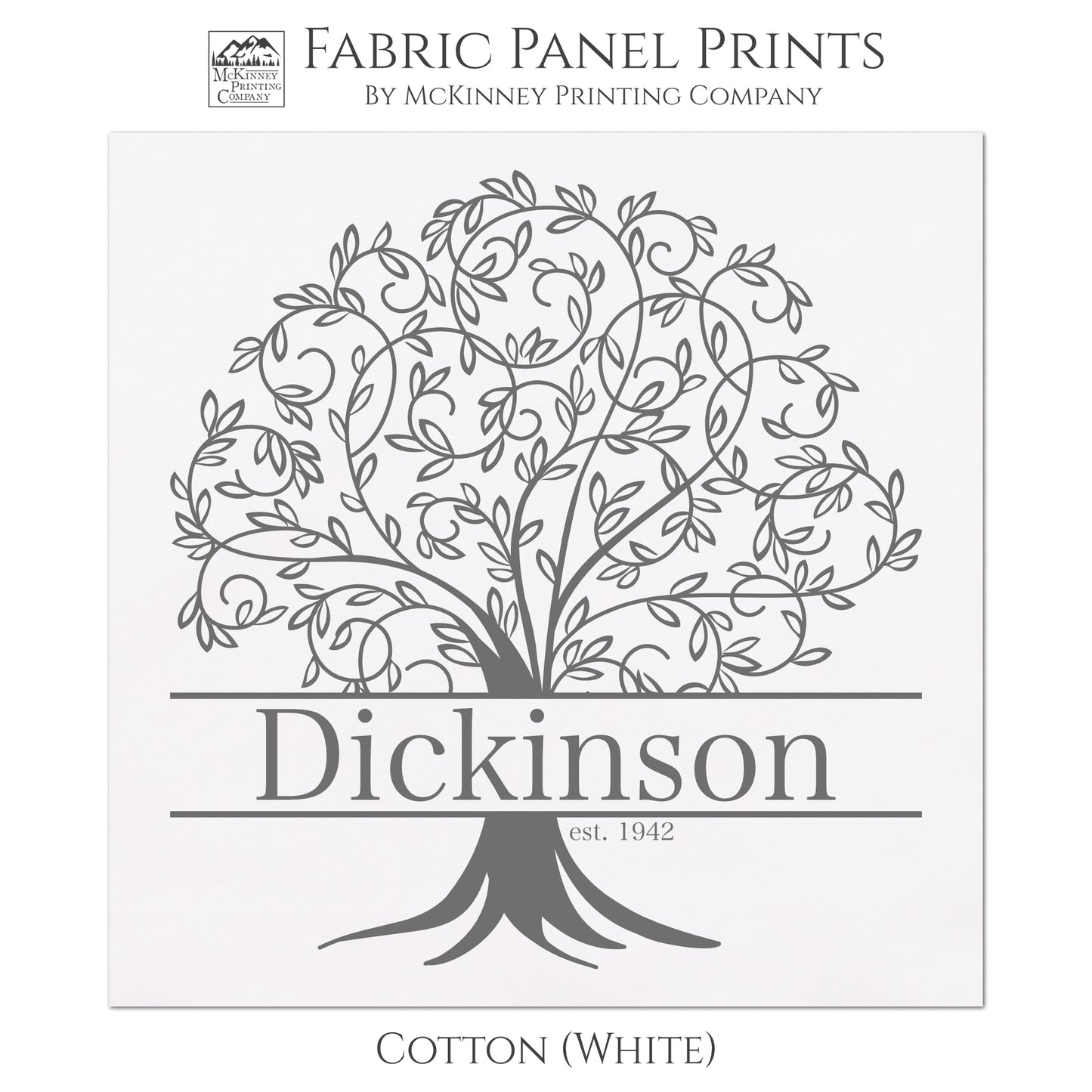 Custom Family Tree - Fabric Panel, Large Print, Tree of Life, Personalized Name, Quilt Block