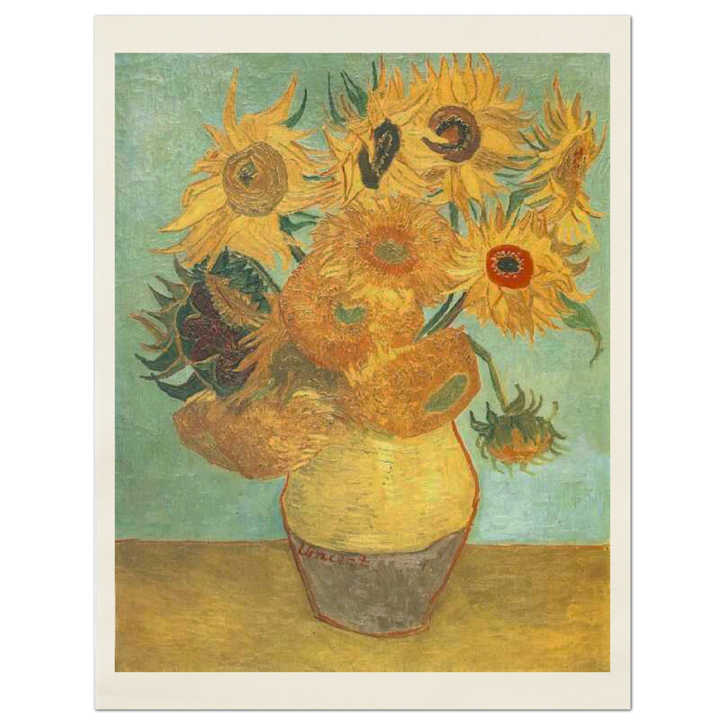 Van Gogh Sunflowers - Sunflower Fabric, Quilt Block, Fabric Panel Print