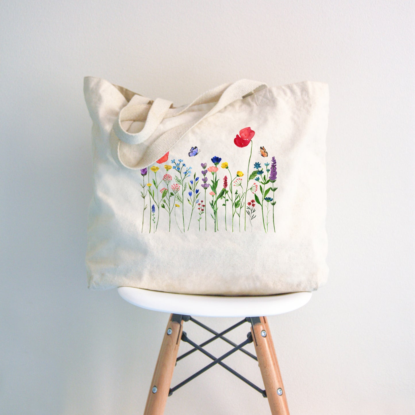 Flower Tote Bag, Wildflower, Aesthetic, Cute, Canvas Tote Bag with Zipper, Large